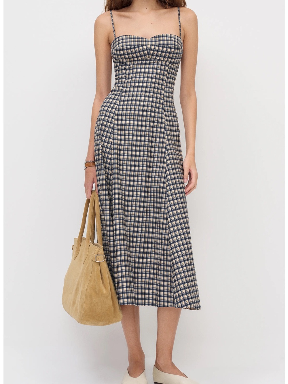 Reformation Kailani Midi Dress Size 8 NWT Beacon Check Anthropologie